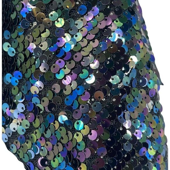 Black Iridescent Sequin Short Sleeve Top Drop Shoulder Womens Size S Wild Fable - Picture 5 of 8